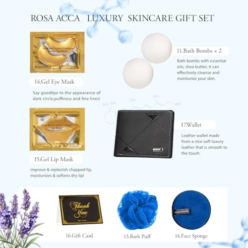 21 Pcs Men Facial Skin Care Set, Father's Day Gifts, Bath & Beard Gift Set for Men, Home Spa & Self-Care Gift Basket Set, Clay Mask, Birthday, Christmas, Valentines, Boyfriend, Anniversary, Dad - Image 5