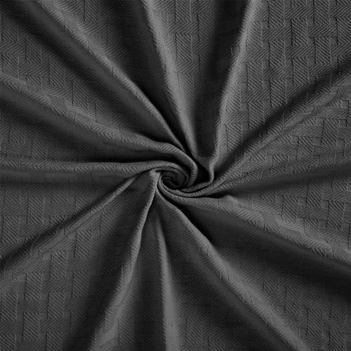 Superior Basketweave Cotton Blanket, Basket Weave Design, Soft, Comfy Cover for Bed, Bedding, Bedroom, Couch Throw, Lounging, Modern Boho Medium Weighted Blankets, Throw Size, Black - Image 6