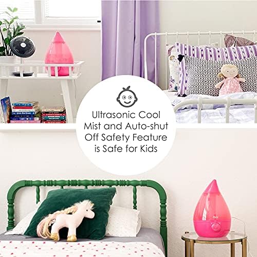 Crane Ultrasonic Humidifiers for Bedroom and Office, 1 Gallon Cool Mist Air Humidifier for Large Room and Home, Humidifier Filters Optional, Pink - Image 3