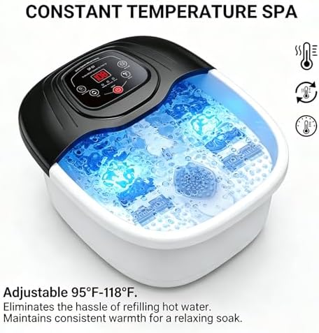 Foot Spa Bath Massager with Heat, Foot Soaking Tub,Ozone & UV, Epsom Salt,Bubbles, Vibration and Blue Light, Tub for Stress Relief,Foot Soaker, Birthday Gifts for Mom Dad Women Men Her Him - Image 5