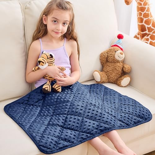 yescool Weighted Lap Pad 2 lb Blue Small Lap Blanket, Weighted Lap Blanket Cooling Heating Weighted Throw Blankets, Minky Blankets Gifts for Travel Outdoor Indoor, 20 * 30in by yescool