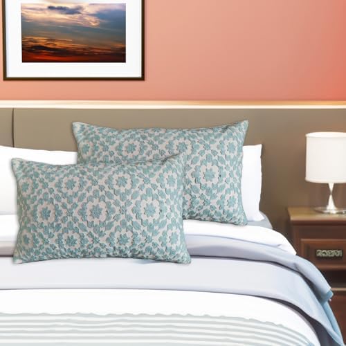 Lumbar Decorative Throw Pillow Cover 12x20 inch Porcelain Light Blue Trellis Mina Pillow Case 1pc Aquatic Blue 30x50cm Glacier Airy Light Blue Pillow Cushion Cover - Image 4
