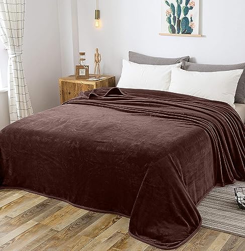 Richave Fleece Blanket King Size 350GSM Lightweight Throw for The Bed Warm Sofa Blanket 90" x 108"(Brown King) - Image 2