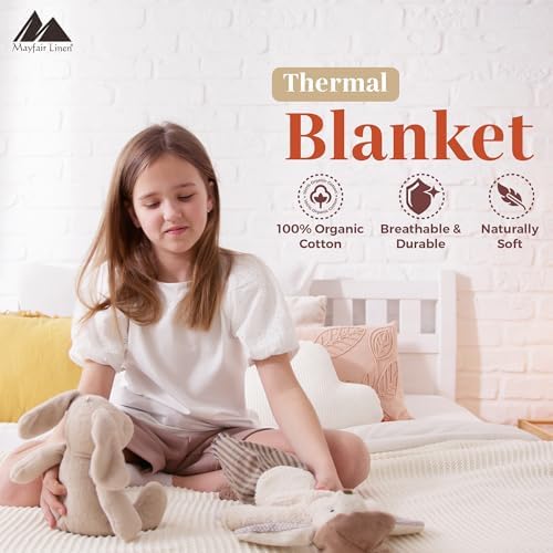 Mayfair Linen Cotton Throw Blankets for Bed King Size - Herringbone Pattern Cotton Blankets King Size (1 PC, White), Breathable, Soft & Cozy Thermal All Season Throw for Bed Couch Chair Outdoors - Image 2