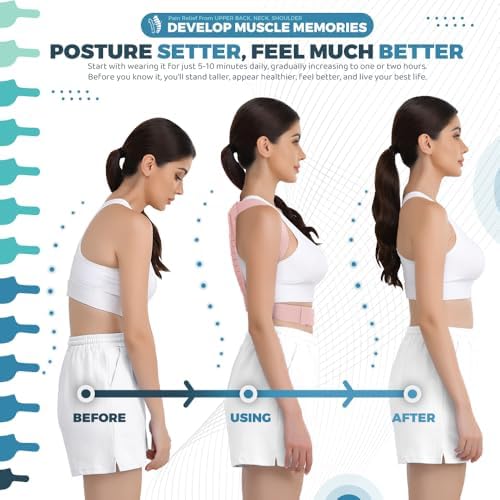 FORTEMOTUS Posture Corrector for Men and Women, Fully Adjustable Back Straightener for Mid, Upper Spine Support, Posture Corrector for Hunchback,Neck, Shoulder, Clavicle and Back Pain Relief Coral - Image 4