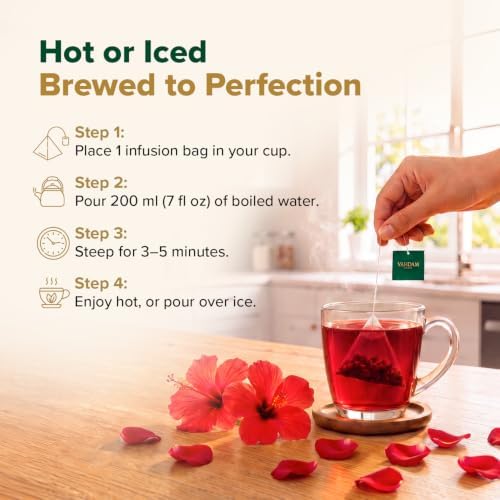 VAHDAM, Hibiscus Rose Tea Bags - 100% Whole Hibiscus Flowers Herbal Tea Bags (100 Count) With Rose, Chamomile & Exotic Spices | Caffeine Free, Floral Flavor Tisane | Resealable Ziplock Pouch - Image 5