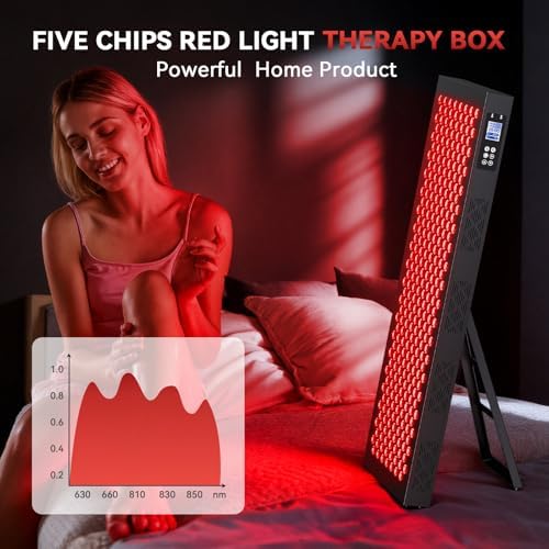 Red Light Therapy Box, 5in1 LED with 630-660-810-830-850, Metal Case, 3 Modes Red Light Panel with Soft Belt, 6 Timing Set - 9 Pulse Modes - 4-Level - Red Light Therapy Panel for Body - Image 5