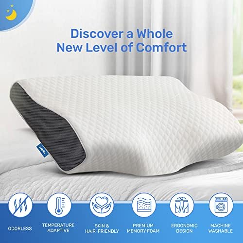 Derila Cervical Neck Pillow for Sleeping, Memory Foam 19.7 x 11.8 in - Image 4