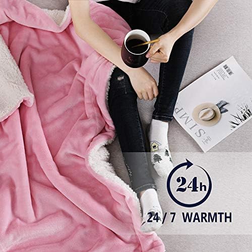 NANPIPER Fleece Blanket Reversible Sherpa Flannel Throw Blanket Super Soft Fuzzy Plush Microfiber for Bed/Couch (60"x80",Pink) - Image 2