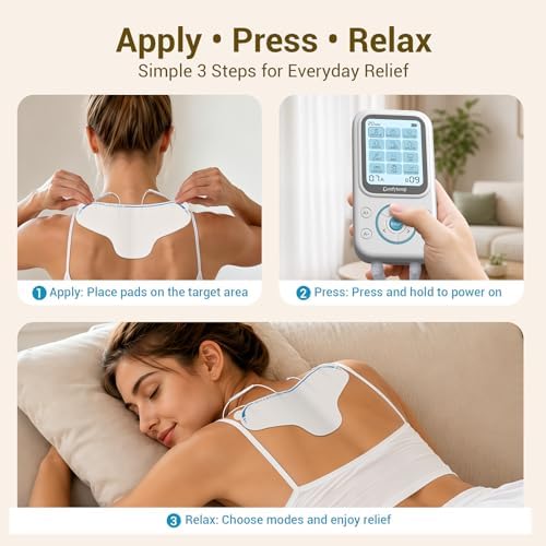 Comfytemp TENS Unit with Specialized Pads for Lower Back & Neck Shoulder Pain Relief, Easy-to-Use TENS Unit Muscle Stimulator with Large Display, Portable Dual Channel TENS Machine with Carrying Case - Image 6