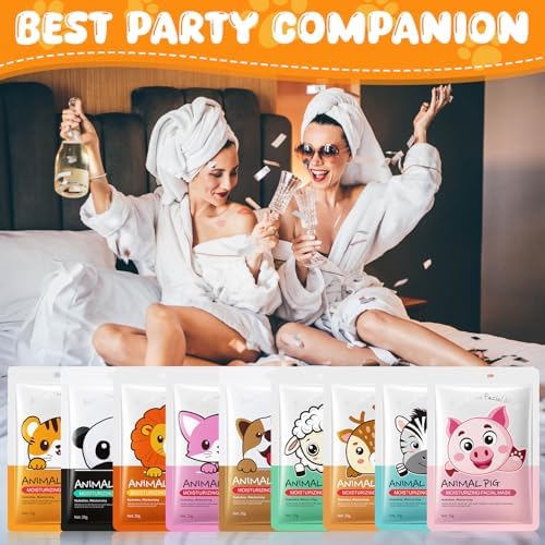 9 Packs Animal Character Facial Masks, Deep Hydrating Spa Masks for All Skin Types, Gift for Kids' Birthday Party, Enjoy Skincare Life, Girl's Night - Image 5
