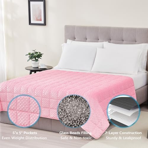 L'AGRATY Weighted Blanket for Adult - 48"x72" 15lbs Minky Dots Heavy Blanket with Glass Beads Soft Breathable for All-Season Summer Fall Winter Thick Comfort for Sleeping - Image 4