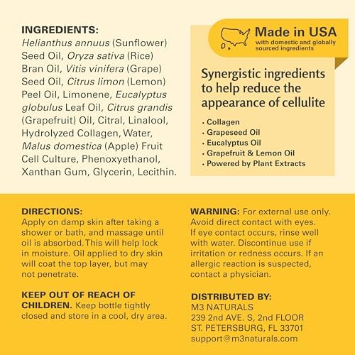 Firming Body Massage Oil with Collagen for Cellulite, 8 fl oz by M3 - Image 2