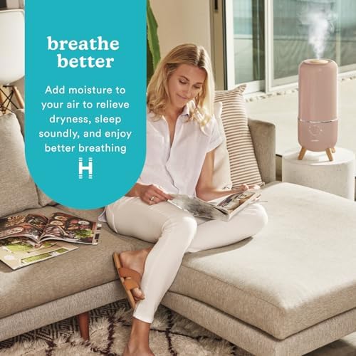 Homedics Ultrasonic Humidifier, Bedrooms and Home Offices, 0.97-Gallon Tank - Image 2