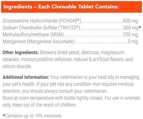 Nutramax Cosequin Joint Supplement for Dogs, MSM+HA, Chew Tablets, 250ct - Image 6