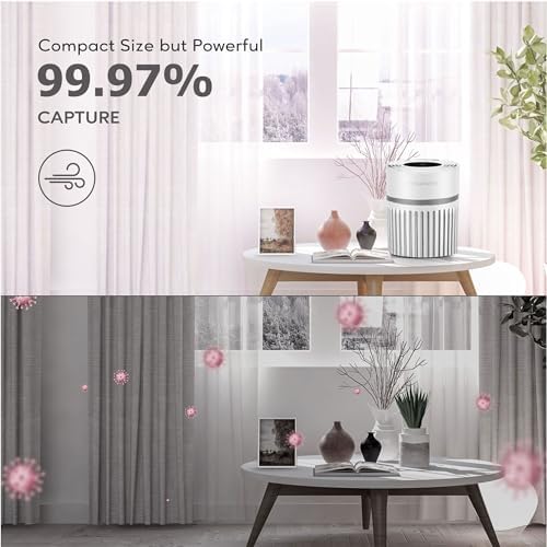 MEGAWISE EPI810 Air Purifier for Small Rooms | Captures Dust, Smoke, Pet Hair | Ideal for Home, Office, Bedroom (White) - Image 3