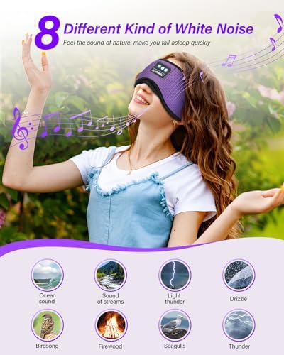 LC-dolida Sleep Headphones, White Noise Bluetooth Sleep Mask 3D Breathable Wireless Eye Mask for Timing, Sleep Mask with Bluetooth Headphones for Side Sleepers Travel Yoga, Cool Gadgets for Women Men - Image 3