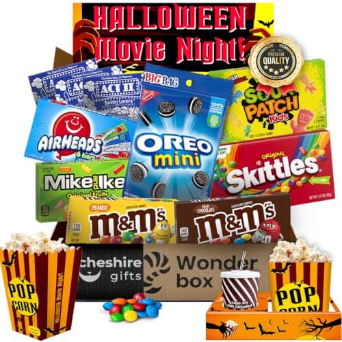 Movie Night Halloween Gifts Basket - Candy Gifts With Movie Snack Trays by CheshireGifts