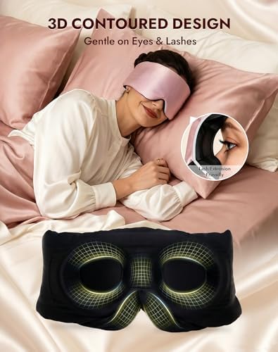 SilkSilky 22 Momme Mulberry Silk Sleep Mask for Side Sleepers, Pale Mauve - Image 3