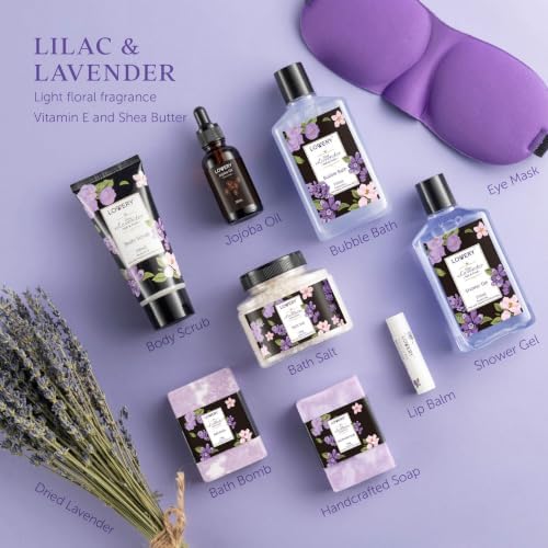 Gifts for Women, Moms, Lavender & Lilac Spa Gift Basket Set - Handmade Soap, Potpourri, Bath Bomb, Jojoba Oil, Organic Lip Balm & More - Stress Relief, Bath & Body Self Care Package - Image 2