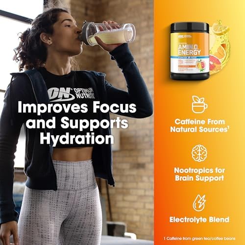 Optimum Nutrition Amino Energy Powder Plus Focus, Sunkissed Citrus, 21 Oz - Image 5