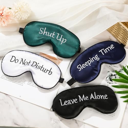 4 Pack Funny Eye Mask for Sleeping Blackout, Black, Green, Blue, White - Image 7