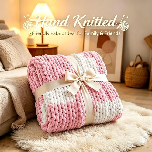 Chunky Knit Blanket Throw for Couch, 51"x63" Chunky Yarn Knitted Blankets - Image 4