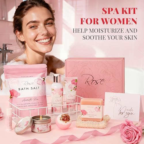 Gifts for Women Birthday Gift Baskets, Rose Relaxing Home Spa Set - Image 7