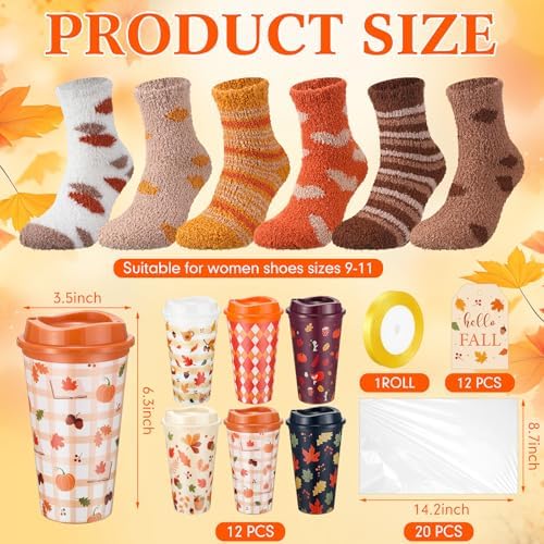 Glitopper 12 Sets/ 49 Pcs Fall Gifts Bulk for Women, Coffee Cups and Socks - Image 2