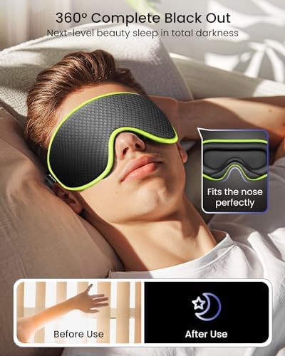 WAOAW Sleep Mask for Men Women: Blackout Eye Masks for Sleep - 3D Breathable Soft Comfortable Eye Mask for Travel - Adjustable Light Blocking Night Masks for Sleeping - Image 3
