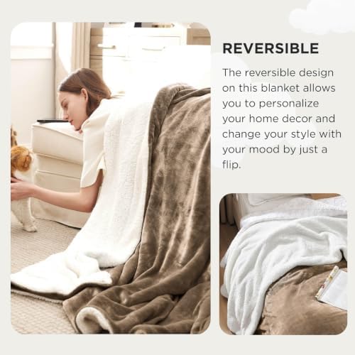 Bedsure GentleSoft Sherpa Fleece Cal King Blankets for Bed, Non-Heated, Thick and Warm Oversized Throw for Women and Men, Soft Fuzzy Plush Large Blanket for Winter, Camel, 112x98 Inches - Image 5