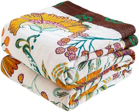 MSGKV Summer Throw Blanket 60"x80" 100% Cotton Woven Muslin for Couch & Bed by MSGKVHomeTextiles