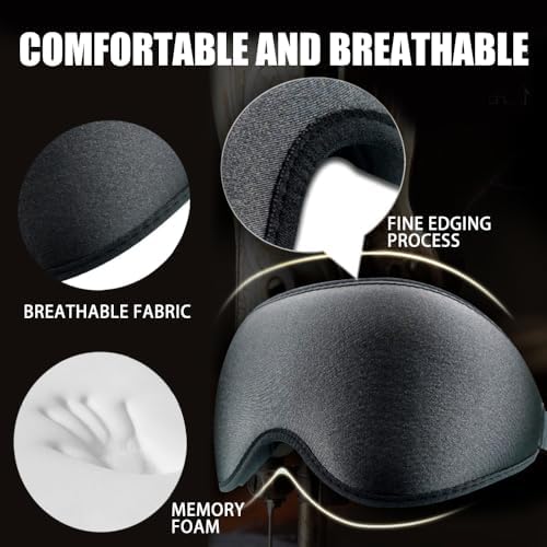 Sleep Mask for Side Sleeper Women Men, 100% Light-Blocking Eye Mask for Deeper Sleep, Zero Eye Pressure, Soft Breathable Adjustable Elastic Strap Perfect for Travel and Insomnia - Image 3