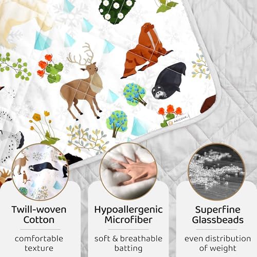 Aricove Kids Weighted Blanket, 5 lb, 36x48 inches, Small Size, Soft Cotton, Machine Washable, Grey/Snow Animals - Image 3