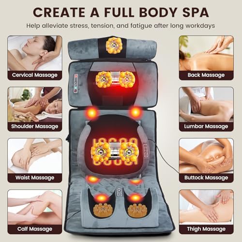Full Body Massage Cushion with Heat,10 Vibration Heads, 9 Speeds & 3 Heat Levels. Massage Pad for Back Neck Shoulder Relief at Home Office. - Image 3