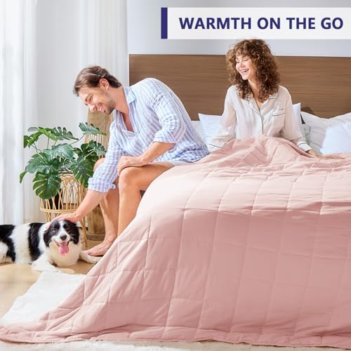 yescool Weighted Blanket for Adults (20 lbs, 88” x 104”, Pink Grey) Cooling Heavy Blanket for Sleeping Perfect for 190-210 lbs, Queen Size Breathable Blanket with Premium Glass Bead, Machine Washable - Image 4