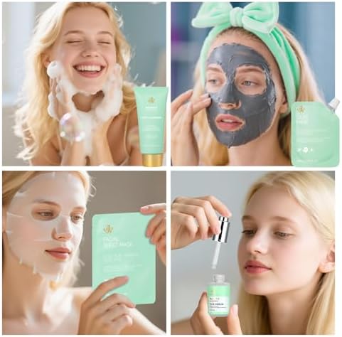 Mothers Day Gifts for Mom, 33 Pcs Tea Tree Skin Care Gift Set, Spa Gift Basket Set for Women, Necklace, Bath and Body Gift Set, Face Sheet Mask, Self Care Kit, Birthday Present, Christmas, Anniversary - Image 4