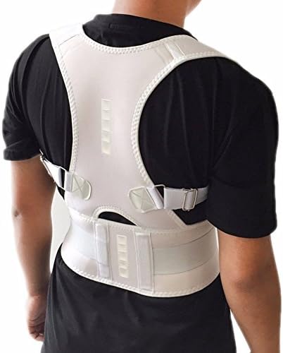 MOHUACHI Thoracic Back Brace Posture Corrector- Magnetic Lumbar Back Support Belt-Back Pain Relief, Improve Thoracic Kyphosis, for Lower and Upper Back Pain Men & Women (White, Large) - Image 4