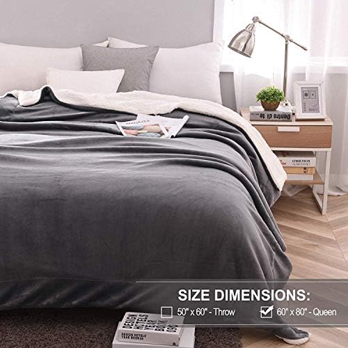 NANPIPER Sherpa Blanket Twin Warm Bed Blanket for Winter Cozy Soft Fuzzy Couch Throw Flannel Fleece/Wool Like Reversible Plush Blanket (Grey Twin Size 60"x80") - Image 2