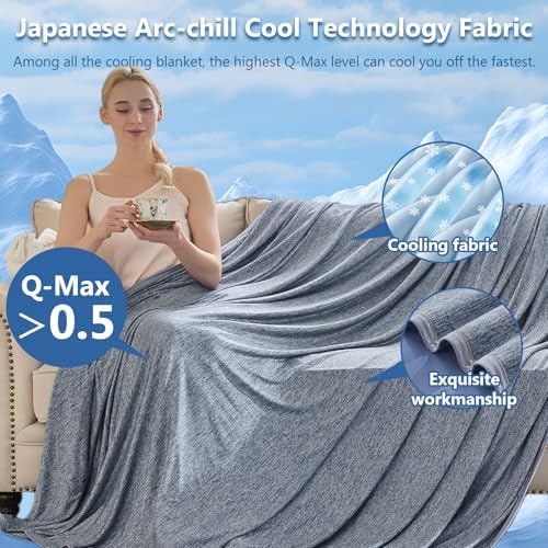 CHOSHOME Cooling Blanket for Hot Sleepers - Summer Blanket Thin Soft Lightweight Breathable Double Side Enhanced Cooling for Hot Flashes, Night Sweats, Bed, Couch (Navy Blue, 96 x 120 inches) - Image 3