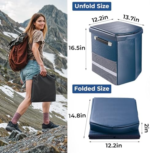 2026 Upgraded XL Portable Toilet for Adults,Tall Camping Toilet with Lid and Convenient Carry Bag, Portable Potty for Camping, Hiking, Car Travel,Truck, RV, Boating, Road Trips, Beach (Blue, 16.5''H) - Image 3