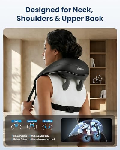 COMFIER Hands-Free Neck and Shoulder Massager with Heat, Cordless 4D Shiatsu Deep Kneading Massager, Rechargeable Upper Back & Trapezius Massage for Home, Office, Housework，Black - Image 6