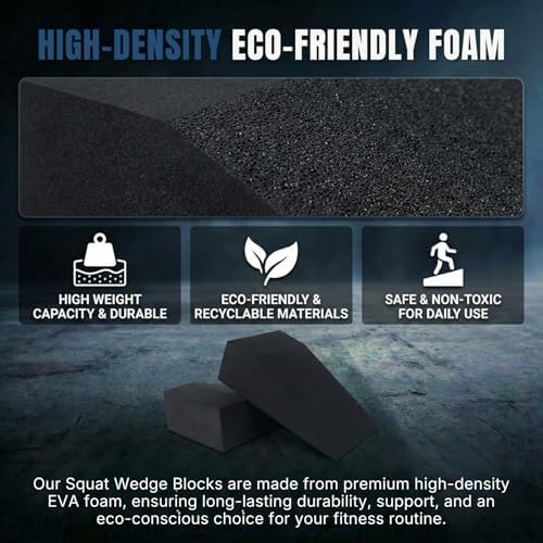 2 Pack Squat Wedge Block for Heel Elevated Squat Weightlifting Calf Stretcher Slant Board for Mobility Balance and Strength Performance - Image 3