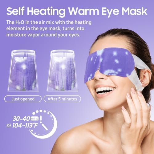 BeHoomi Steam Eye Mask, 10Packs Heated Eye Mask, Self Heating Disposable SPA Warm Compress for Eyes Sleep Mask, Travel Essentials & Relaxation Gifts for Women (Lavender Scent) - Image 5