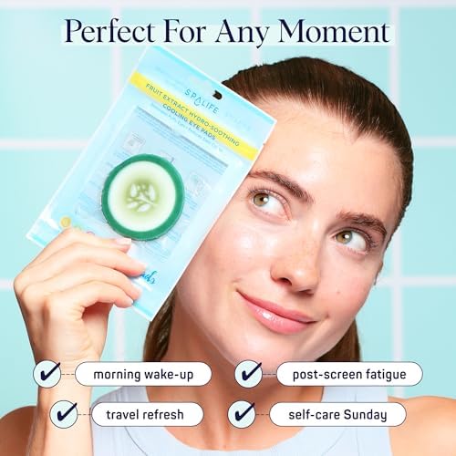 SpaLife Cooling Cucumber Eye Pads | Spa Gifts & Korean Dark Circles & Puffy Eyes Treatment | Nourishing Cucumber Eye Pads | Eye Mask for Puffy Eyes Daily Depuffing Eye Patches | 4 Packs of 12 - Image 6
