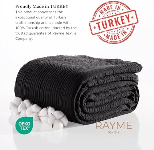 Muslin Blanket - Pure 100% Turkish Cotton Airy Soft Light Versatile Gauze Throw Blanket for Bed, Couch, Sofa (Black, Throw Size (50" x 66" inch)) - Image 4