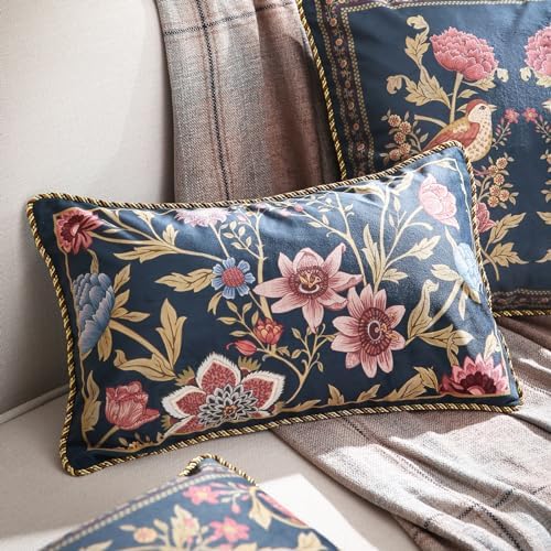 patdrea Designer Velvet Throw Pillow Cover,Set of 2,12"x20"-OldgardenA - Image 2