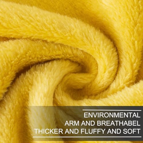 Fleece Blankets for All Season - Premium Lightweight Anti-Static Throw for Travel Size Bed Extra Soft Brush Fabric Warm Sofa Thermal Blanket 51" x 60"(Yellow) - Image 4