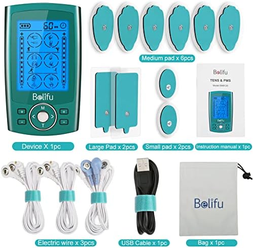 Belifu Dual Channel TENS EMS Unit 24 Modes Muscle Stimulator for Pain Relief Therapy, Electronic Pulse Massager Muscle Massager with 10 Pads, Dust-Proof Drawstring Storage Bag, Fastening Cable Ties - Image 6