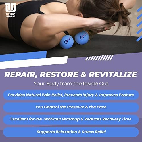 Tune Up Fitness – Therapy Ball PLUS Pair in Tote | Lacrosse Ball Upgrade - Massage Therapy Balls for Myofascial Release | Neck, Lower Back Pain, Sciatica, Shoulder Tension Relief, Physical Therapy - Image 2